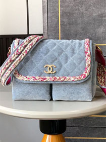 CC original denim large flap bag AS5472 blue