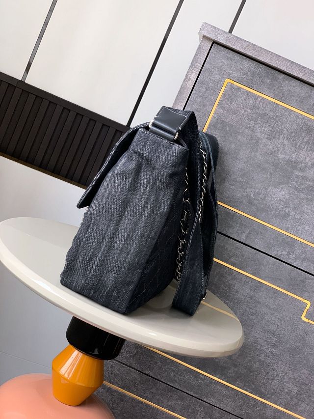 CC original denim maxi flap bag AS3323 black