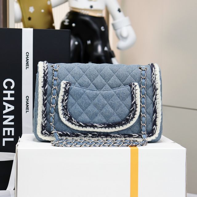 CC original denim medium flap bag A01112 blue