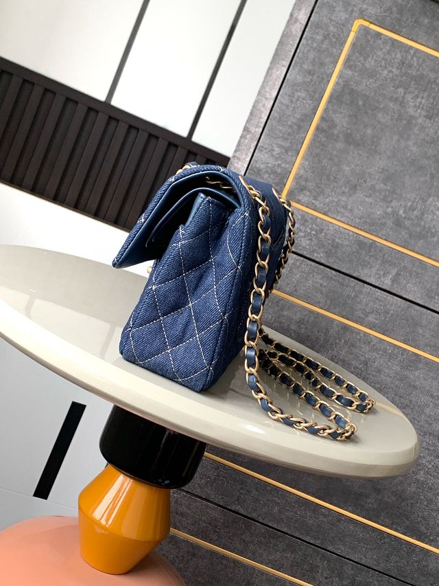 CC original denim medium flap bag A01112 dark blue