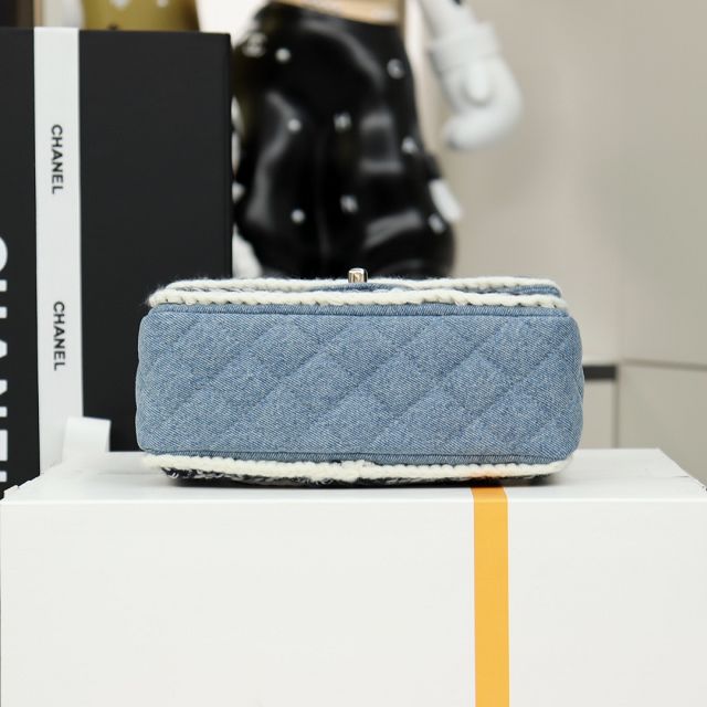 CC original denim mini flap bag A69900 blue