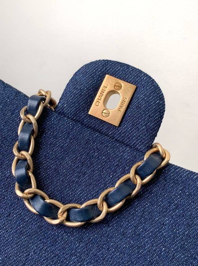 CC original denim mini flap bag A69900 dark blue