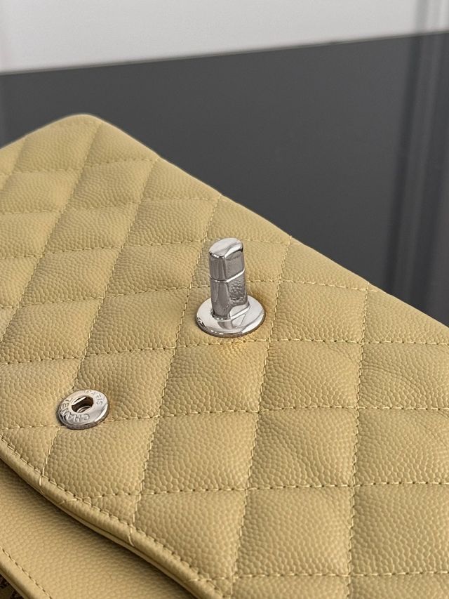 CC original grained calfskin medium flap bag A01112 light khaki