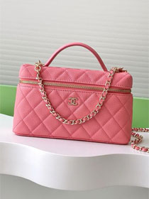 CC original grained calfskin vanity with chain AP4385 hot pink