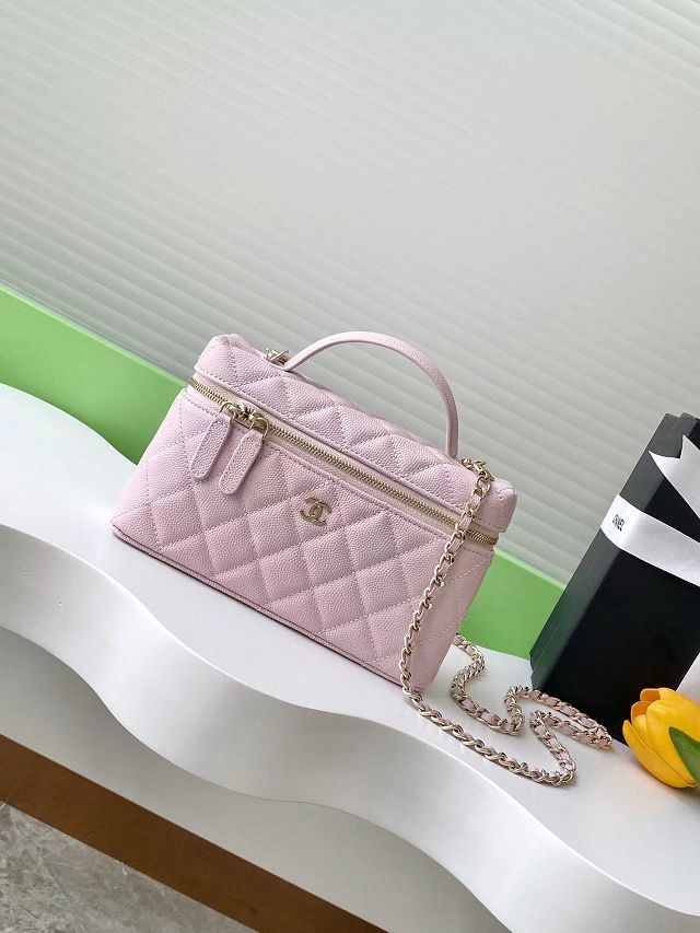 CC original grained calfskin vanity with chain AP4385 pink