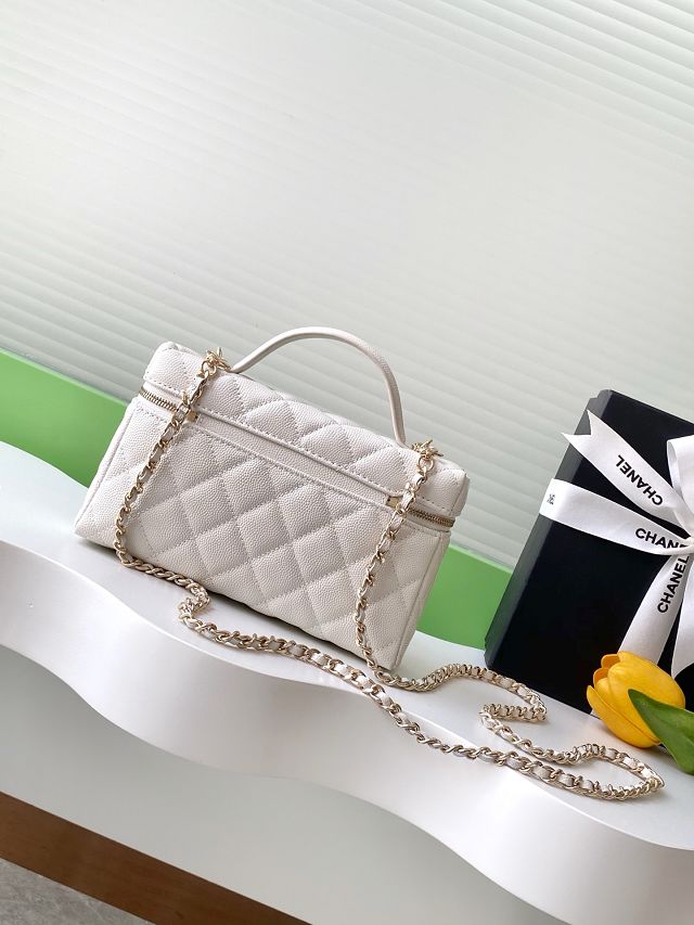 CC original grained calfskin vanity with chain AP4385 white