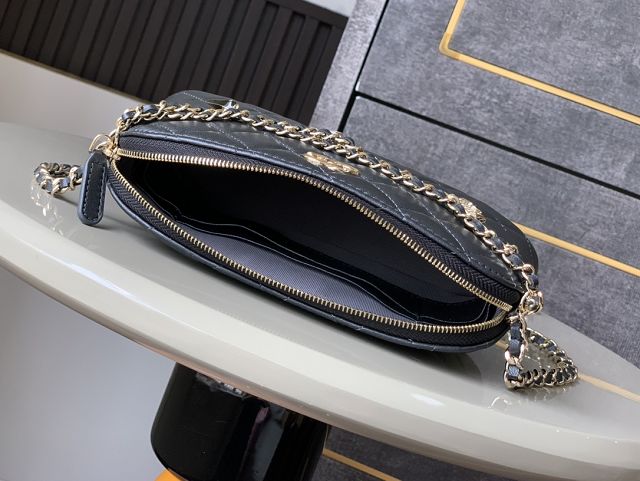 CC original lambskin clutch with chain AP4536 black