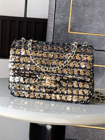 CC original sequins mini flap bag A69900 black