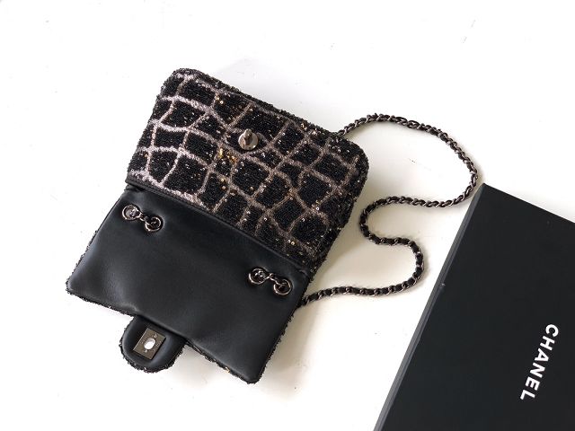 CC original sequins mini flap bag A69900 black