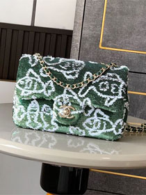 CC original sequins mini flap bag A69900 green