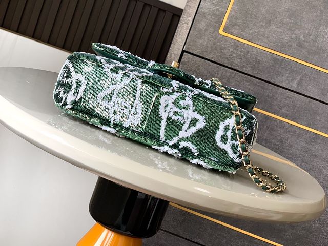 CC original sequins mini flap bag A69900 green