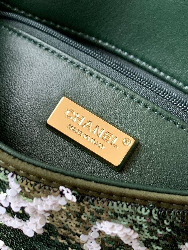 CC original sequins mini flap bag A69900 green