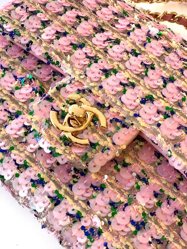CC original sequins mini flap bag A69900 pink