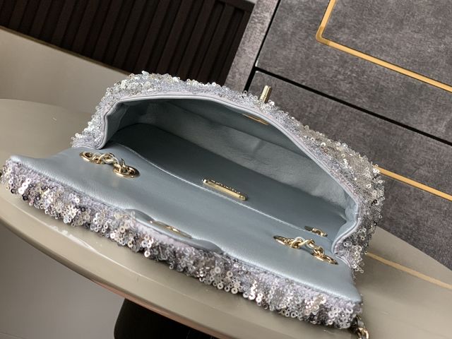 CC original sequins mini flap bag A69900 silver
