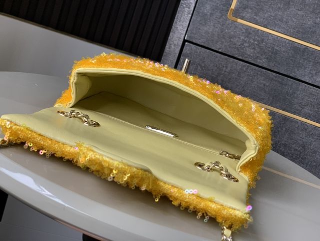 CC original sequins mini flap bag A69900 yellow