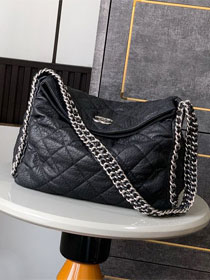 CC original aged calfskin large flap bag AS3566 black