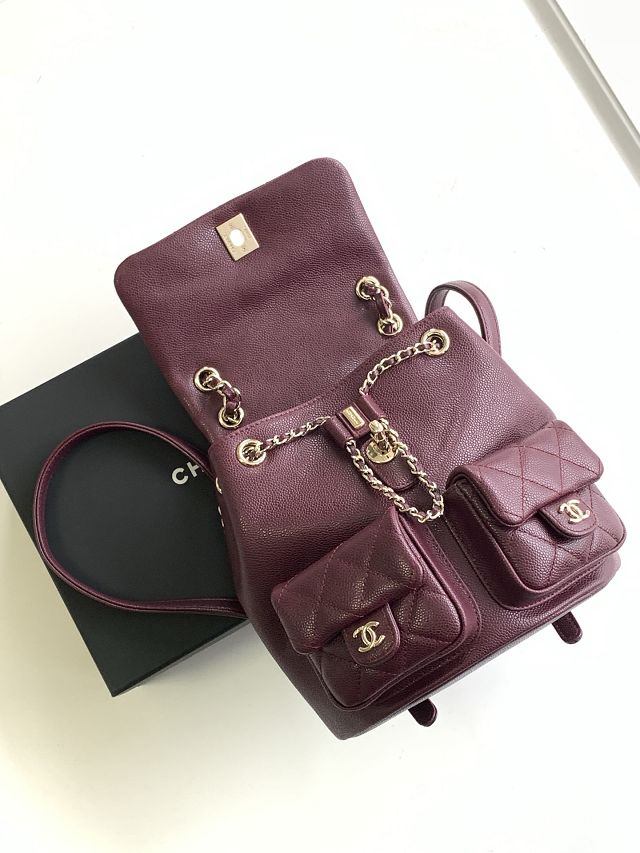 CC original grained calfskin backpack AS3860 bordeaux