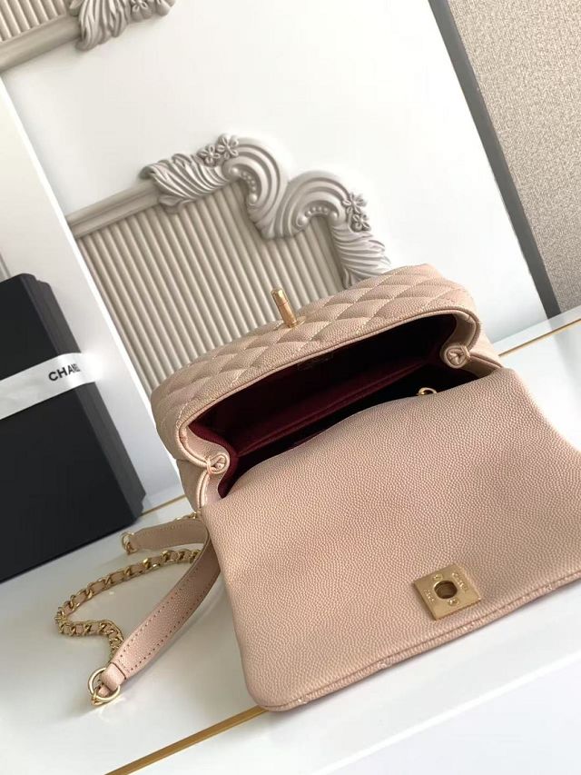 CC original grained calfskin mini coco handle bag AS2215 beige