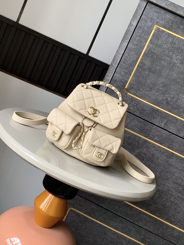 CC original grained calfskin small backpack AS3787 apricot