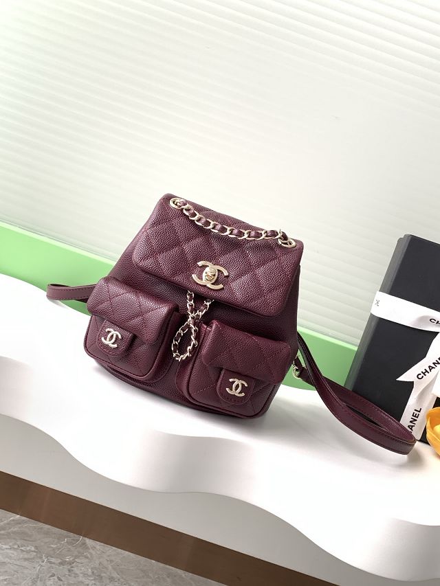CC original grained calfskin small backpack AS3787 bordeaux