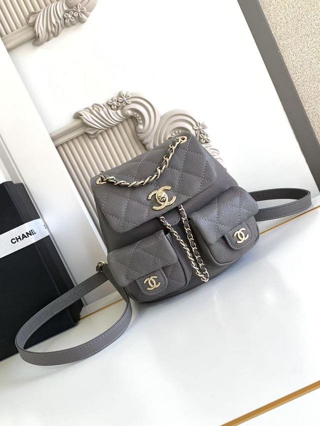 CC original grained calfskin small backpack AS3787 grey