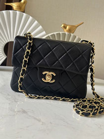 CC original lambskin mini flap bag AS3349 black