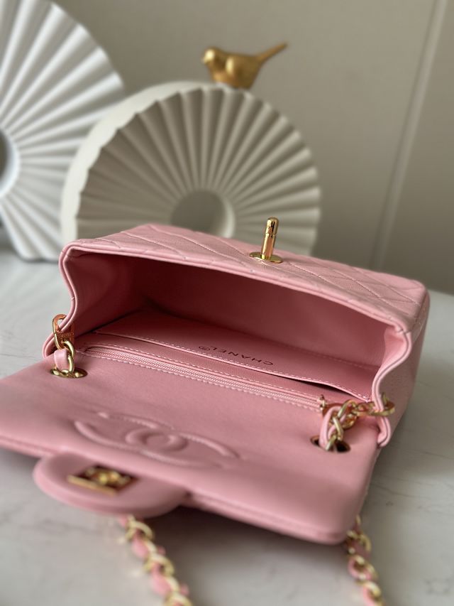 CC original lambskin mini flap bag AS3349 pink