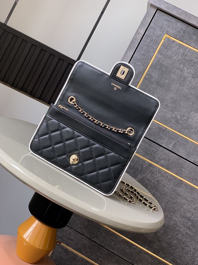 CC original lambskin wallet on chain AP4511 black