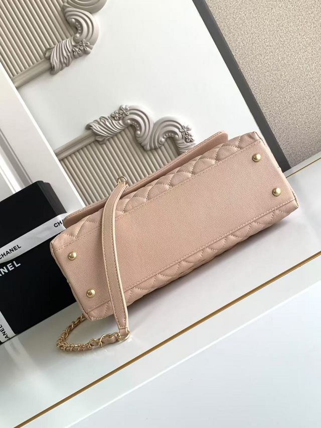 CC original grained calfskin large coco handle bag A92991 beige