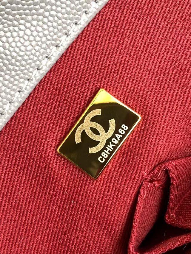 CC original grained calfskin large coco handle bag A92991 grey