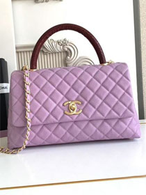CC original grained calfskin large coco handle bag A92991 purple&bordeaux