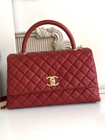 CC original grained calfskin large coco handle bag A92991 red