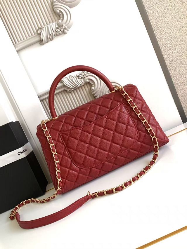 CC original grained calfskin large coco handle bag A92991 red