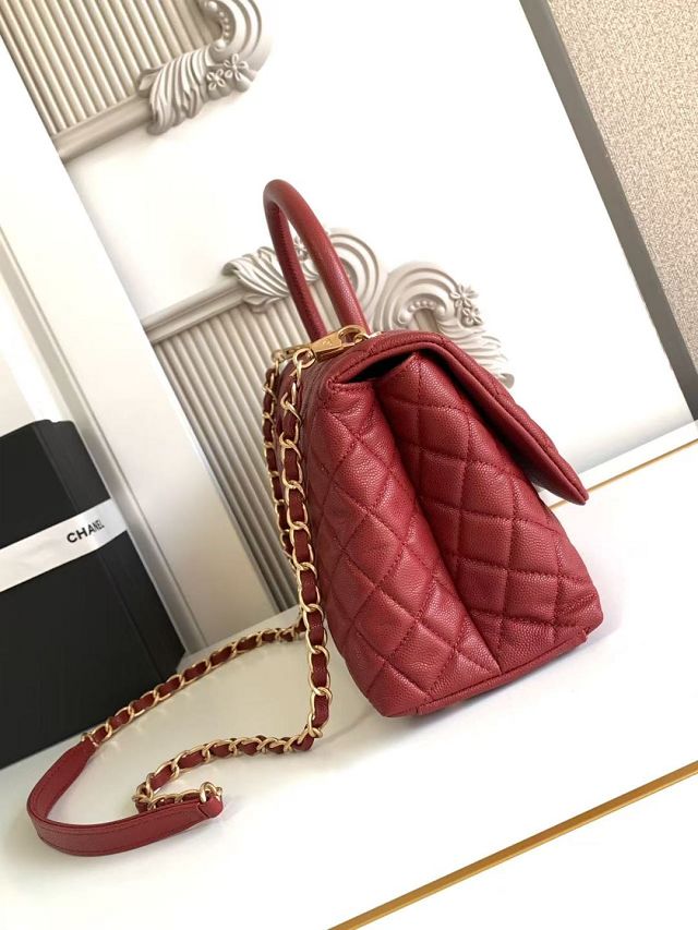 CC original grained calfskin large coco handle bag A92991 red