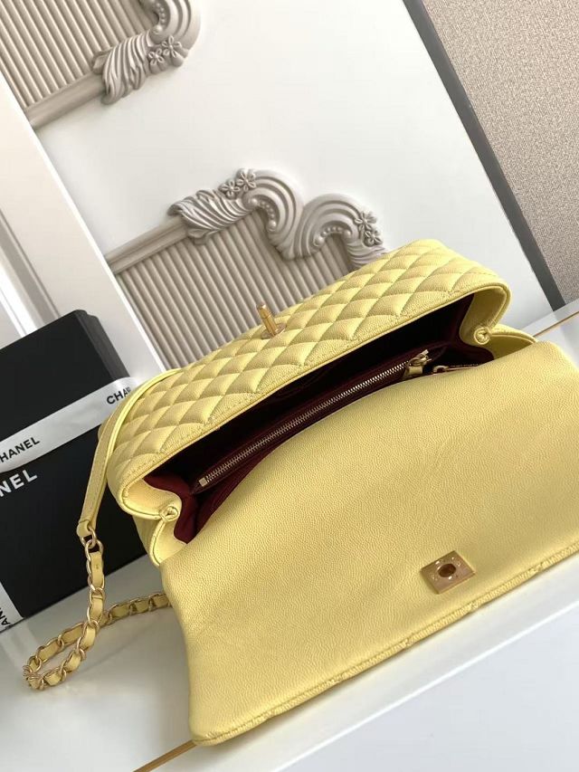 CC original grained calfskin large coco handle bag A92991 yellow