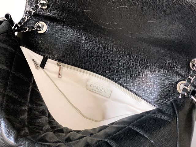 CC original grained calfskin maxi flap bag AS3324 black