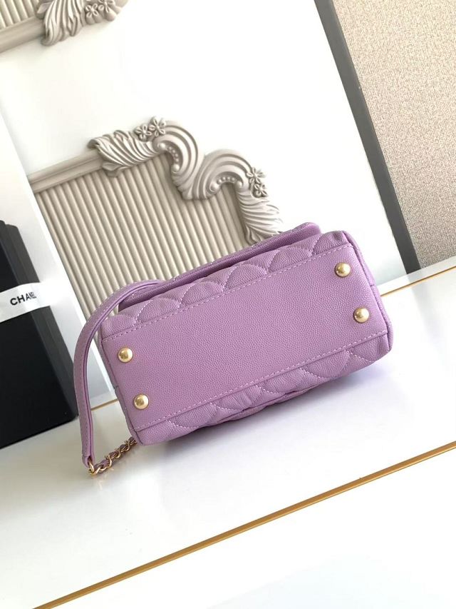 CC original grained calfskin mini coco handle bag AS2215 purple