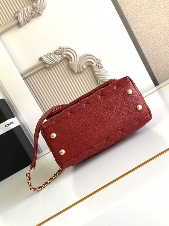 CC original grained calfskin mini coco handle bag AS2215 red