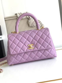 CC original grained calfskin small coco handle bag A92990 purple