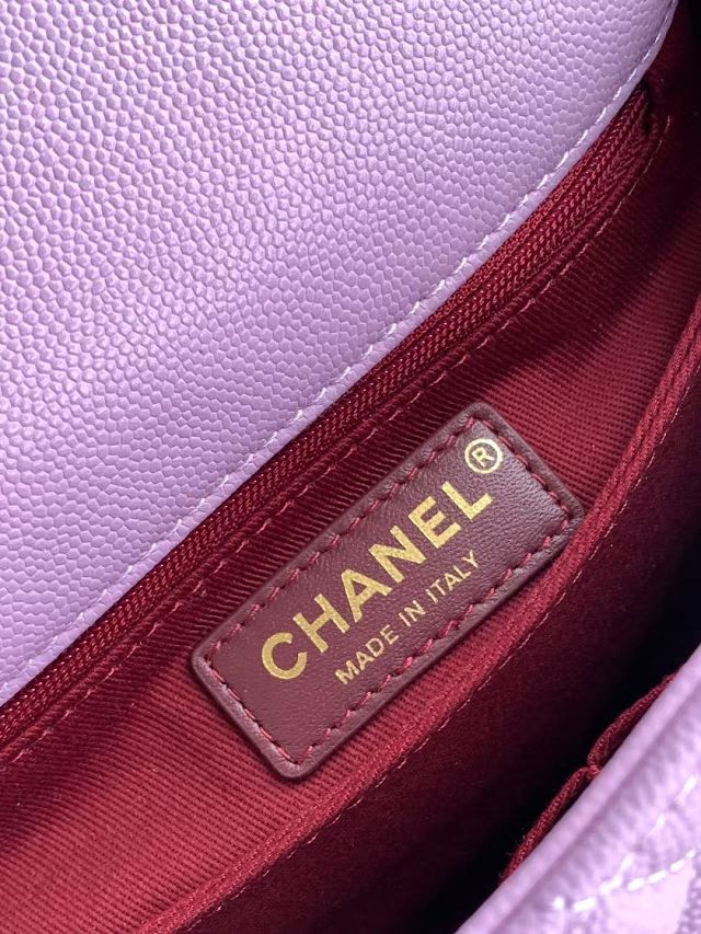 CC original grained calfskin small coco handle bag A92990 purple
