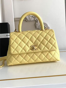 CC original grained calfskin small coco handle bag A92990 yellow