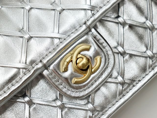 CC original braided calfskin mini flap bag AS4797 black