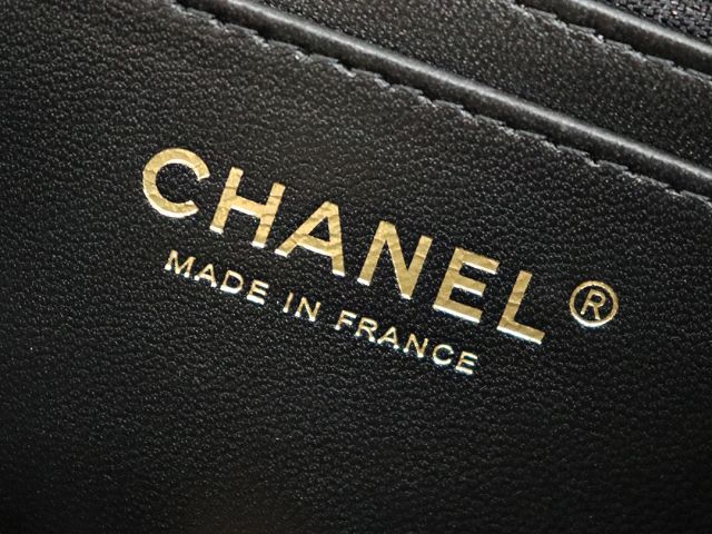 CC original braided calfskin mini flap bag AS4797 black