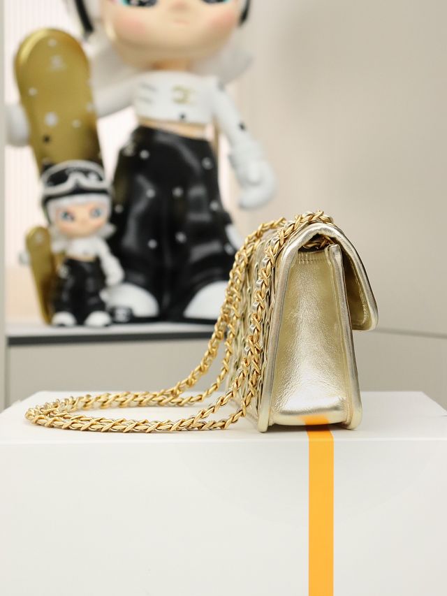 CC original braided calfskin mini flap bag AS4797 gold