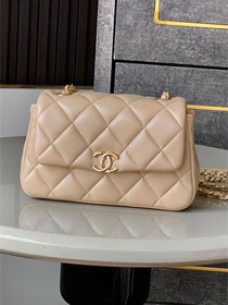 CC original calfskin clutch with chain AP4593 apricot