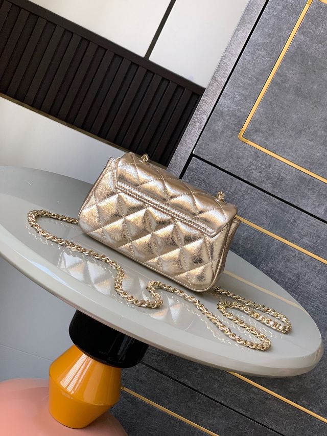 CC original calfskin clutch with chain AP4593 gold
