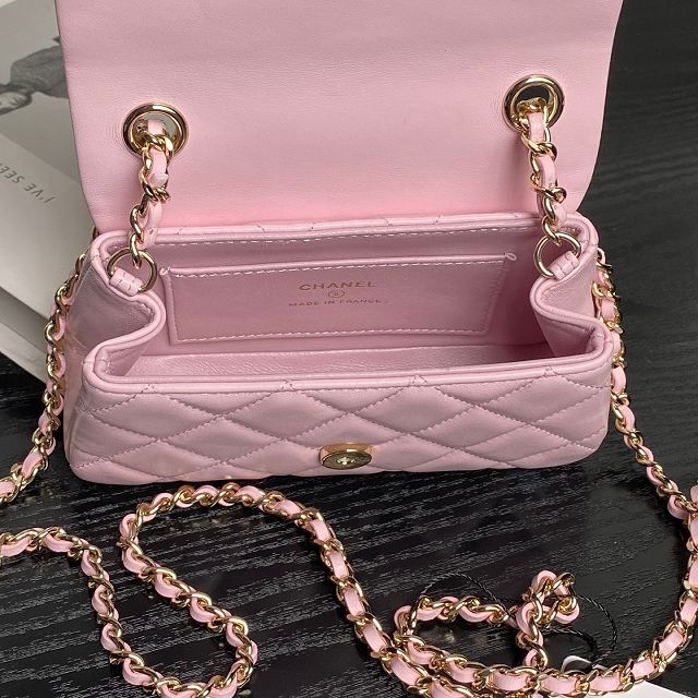 CC original calfskin clutch with chain AP4593 pink