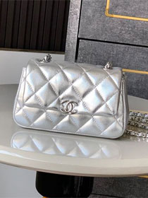 CC original calfskin clutch with chain AP4593 silver