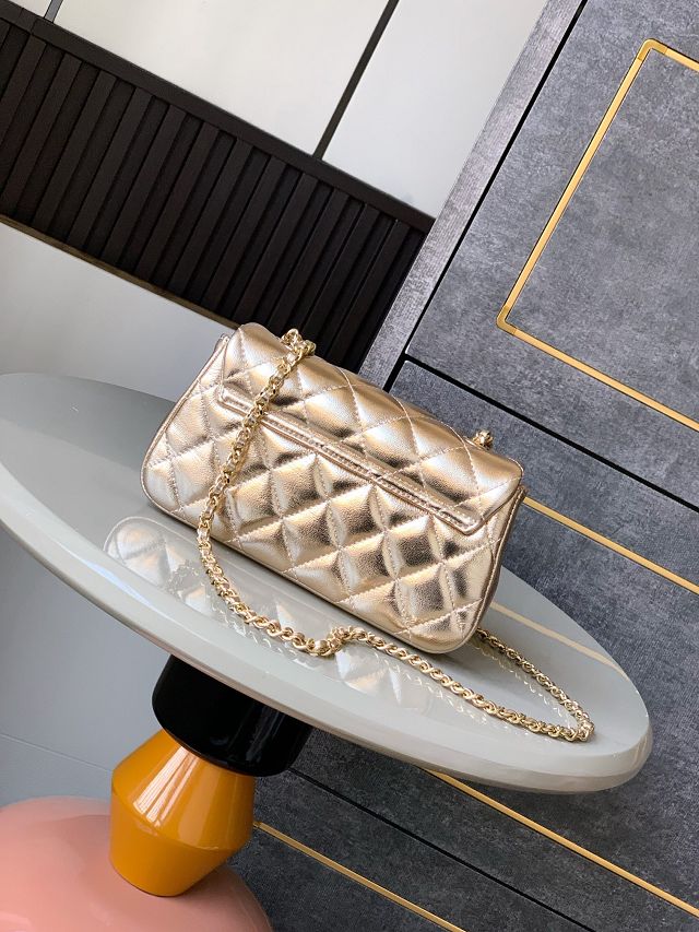 CC original calfskin mini flap bag AS4592 gold
