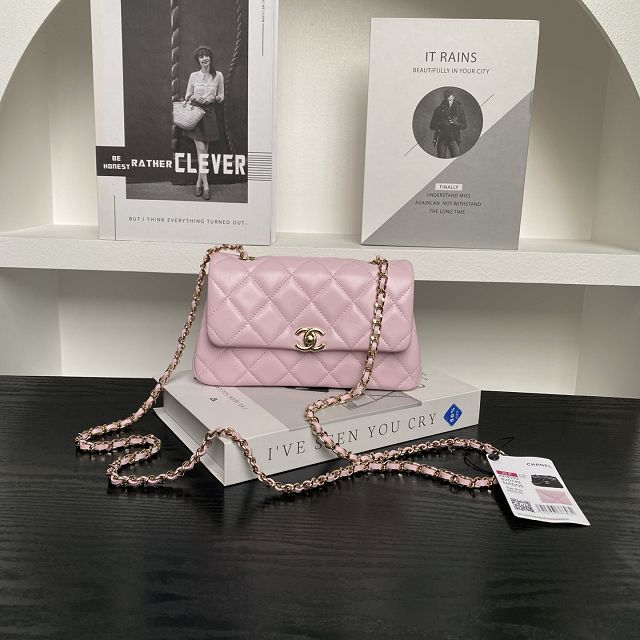 CC original calfskin mini flap bag AS4592 pink